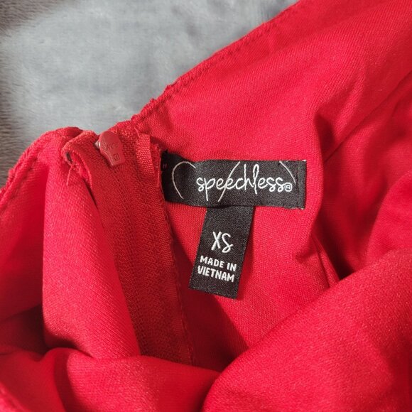 Speechless Juniors Red Lace Dress XS Fit & Flare Layered‎ Skater Whimsical Party - Picture 2 of 11